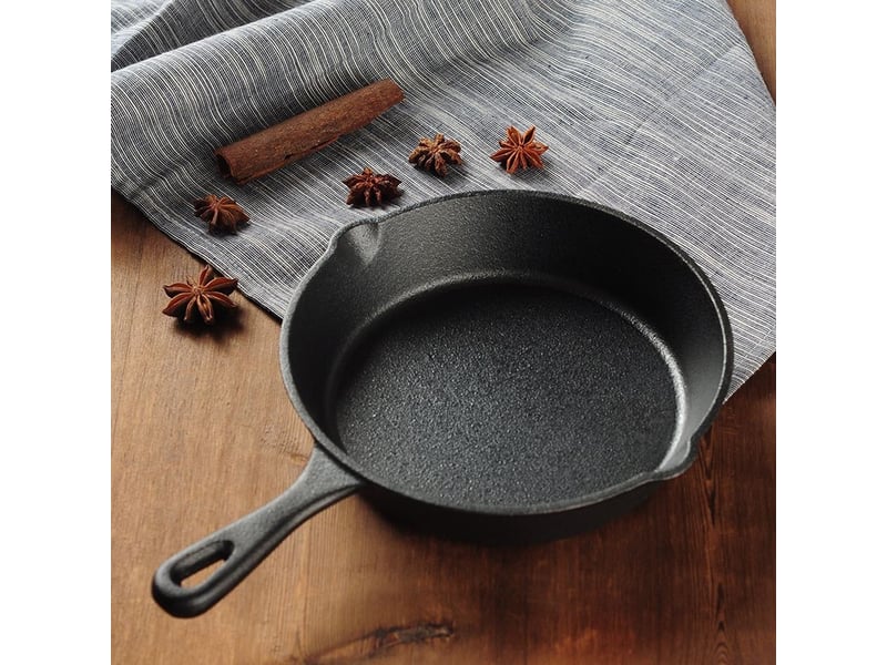 Poêle à frire en fonte pré-enduite – 25cm, noir - Conforama C