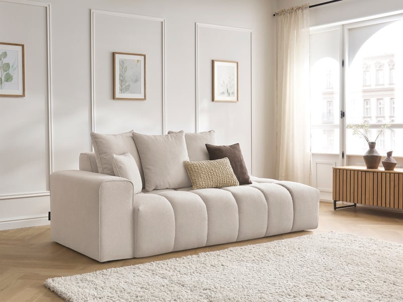  Bobochic canapé droit fixe mont-blanc tissu chiné beige  accoudoir gauche MONT-BLANC - Conforama B