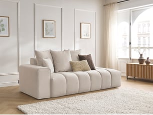 Canapé droit fixe BOBOCHIC MONT-BLANC 4 places Tissu beige