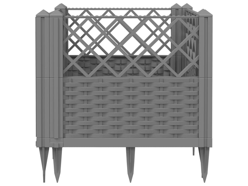  Jardinière - bac à fleurs avec piquets gris clair 43,5x43,5x43,5 cm pp  - Conforama D
