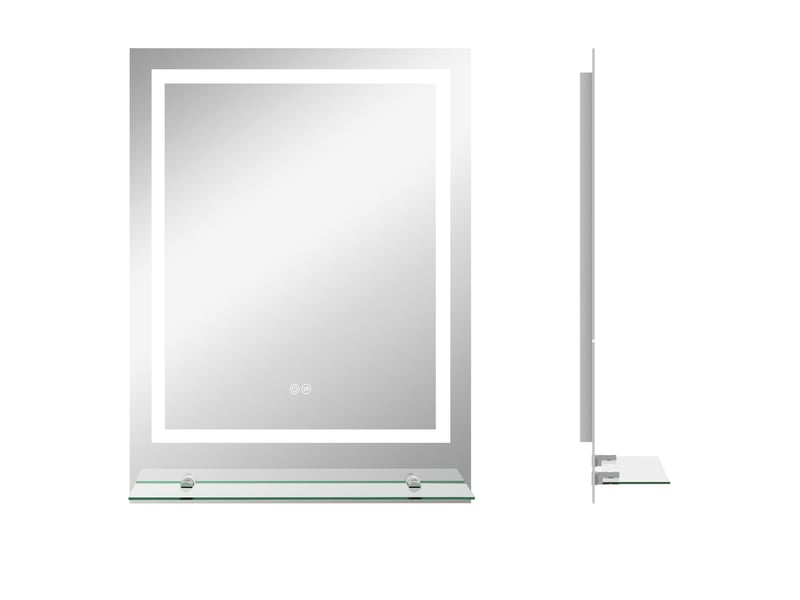 Miroir salle de bains led antibuée avec étagère 70 x 50 cm homvra - Conforama A