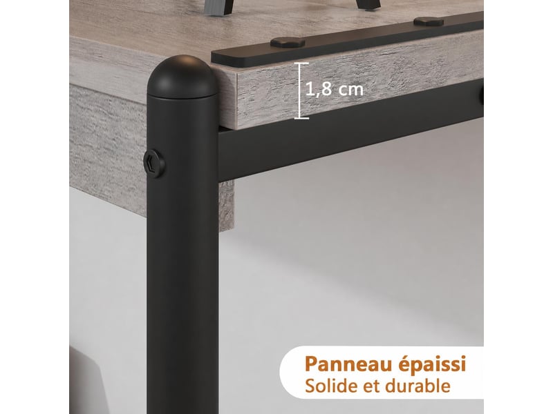  Table console d'entrée, table de hall, meuble de rangement 2 niveaux, 100 x 35 x 65 cm, gris  - Conforama E