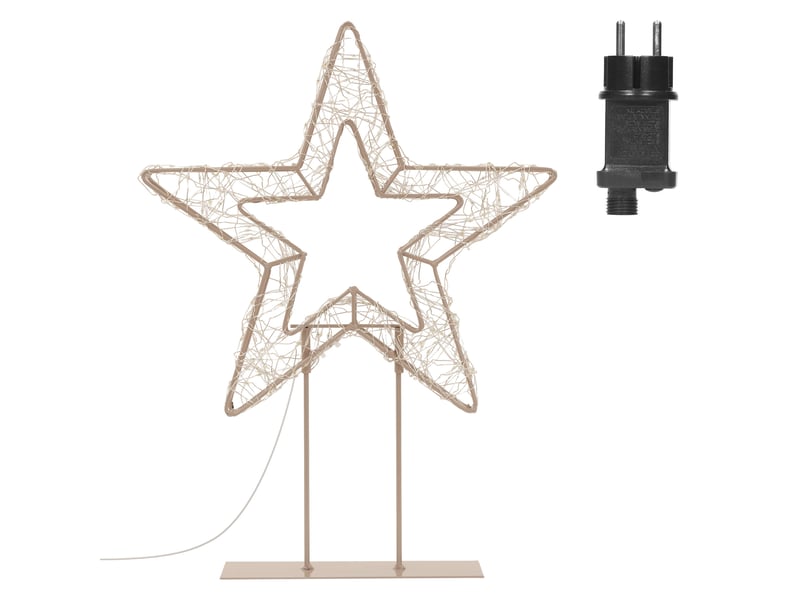  Ecd germany décoration de noël, étoile lumineuse sur pied doré 37 cm, avec 200 led lumière blanc chaud, silhouette décorative avec socle à poser, pour intérieur et extérieur, câble inclus, minuterie ECD Germany GmbH - Conforama C