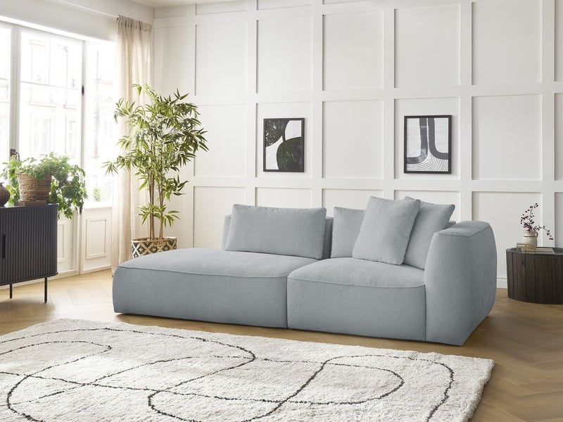  Bobochic canapé droit fixe 3 places leopold tissu texturé gris clair  accoudoir droit LEOPOLD - Conforama D