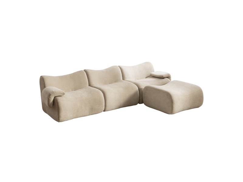  Canapé modulable chenille compressé kaki clair sans montage facile à déplacer pour salon moderne  - Conforama A