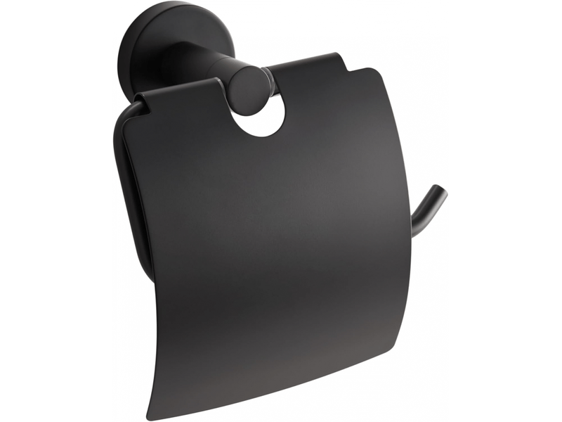  Porte-rouleau de papier toilette, fixation auto-adhésive ou par vis, acier inoxydable,noir b(avec couvercle)  - Conforama D