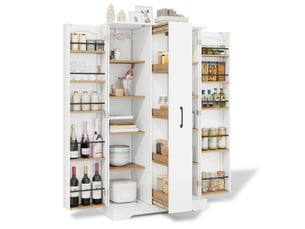 Buffet de cuisine 150x78x40 cm blanc en mdf avec rangement à épices