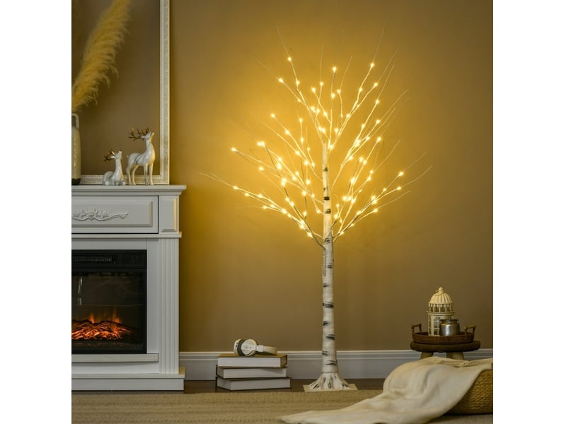  Arbre lumineux led 22x22x150 cm blanc, plastique et métal, branches souples pour intérieur et extérieur couvert  - Conforama B
