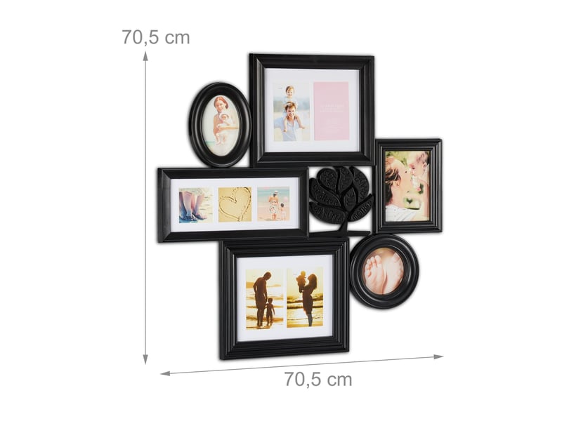  Cadre photo pêle-mêle mural collage 70,5 x 70,5 x 3,5 cm décoratif pour 10 photos en plastique noir 13_0010461  - Conforama B