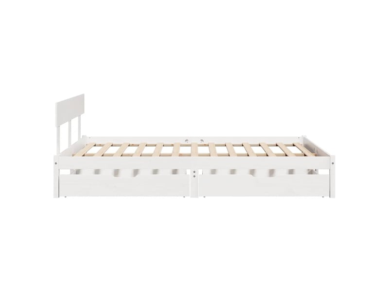 Lit double- lit adulte - cadre de lit sans matelas blanc 120x190 cm bois de pin massif - Conforama D