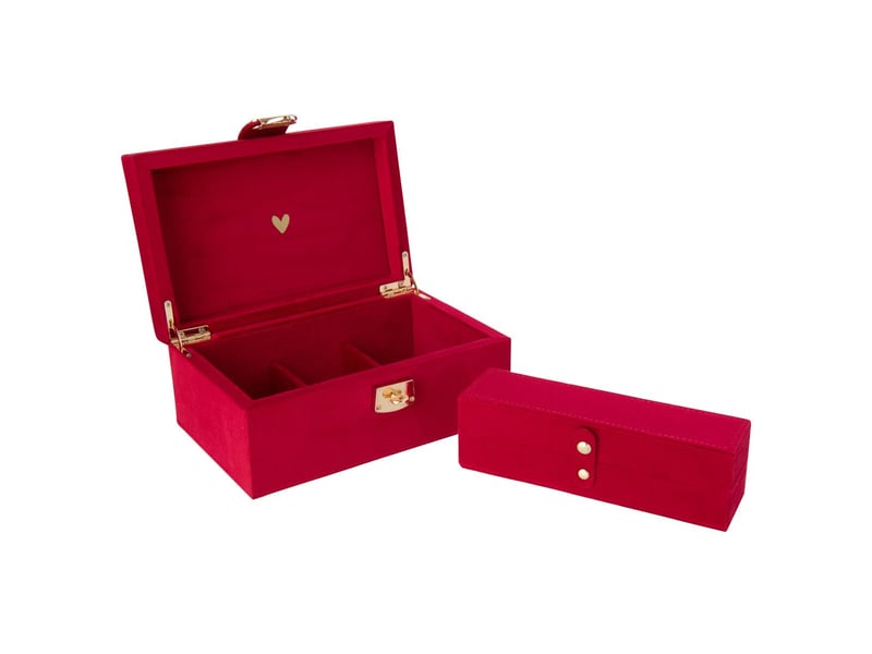  Boîte à bijoux à compartiments oto 21cm rouge  - Conforama C