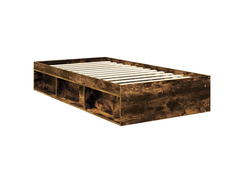  Lit simple- lit adulte -  cadre de lit uni chêne fumé 100 x 200 cm bois de pin massif  - Conforama D