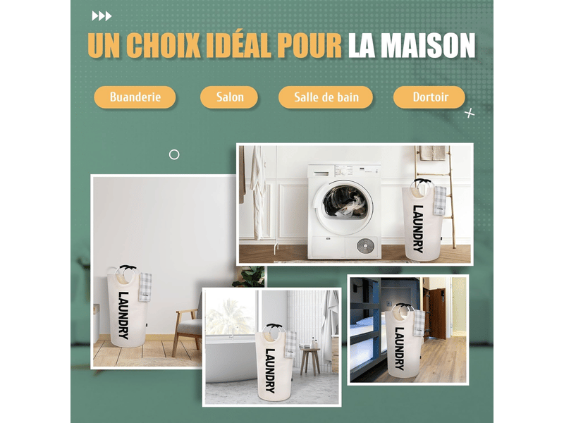  Panier à linge de 90l de grande capacité, sac à linge pliable avec poignées rembourrées, paniers à linge, idéal pour le rangement et le transport  - Conforama E