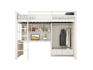 Lit mezzanine 90x200 cm <strong>MODENUIT </strong> <strong></strong> coloris blanc