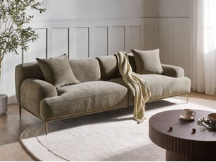 Canapé droit fixe <strong>BELIANI</strong> <strong></strong> 3 places Tissu marron avec coffre de rangement