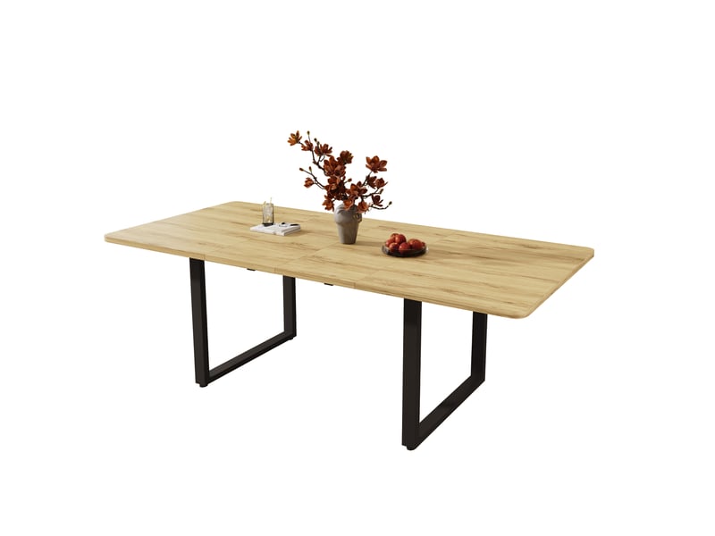  Table à manger extensible 140180220 x 80 cm en mdf, naturelle, 6 à 10 personnes  - Conforama A