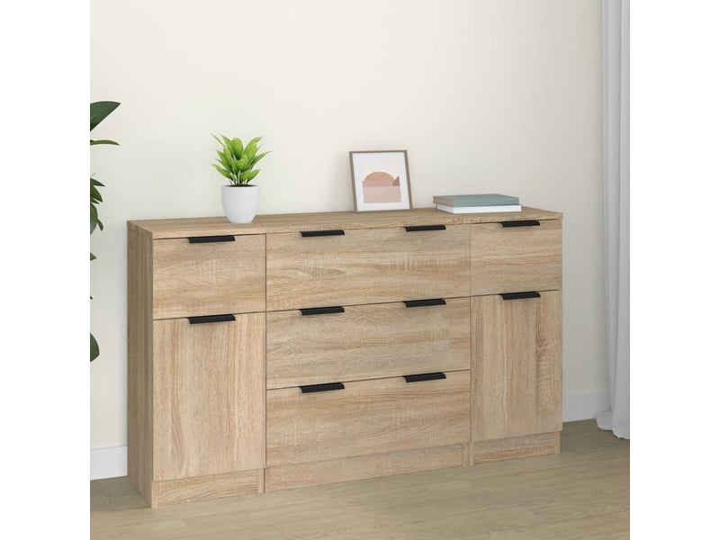 Ensemble de buffets 3 pcs - bahut - meuble de rangement chêne sonoma bois d'ingénierie  - Conforama B