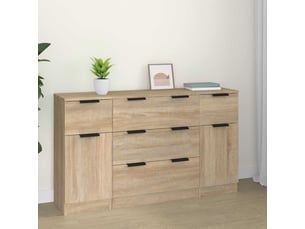 Ensemble de buffets 3 pcs - bahut - meuble de rangement chêne sonoma bois d'ingénierie