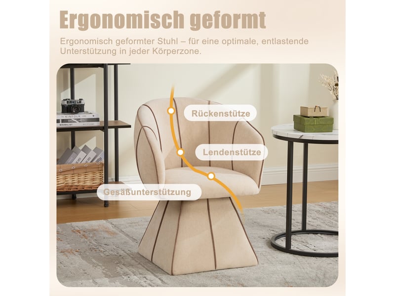 Fauteuil pivotant individuel 56 x 54 x 74,5 cm - siège relax ergonomique pour adultes et adolescents - chenille - brun camel - Conforama E