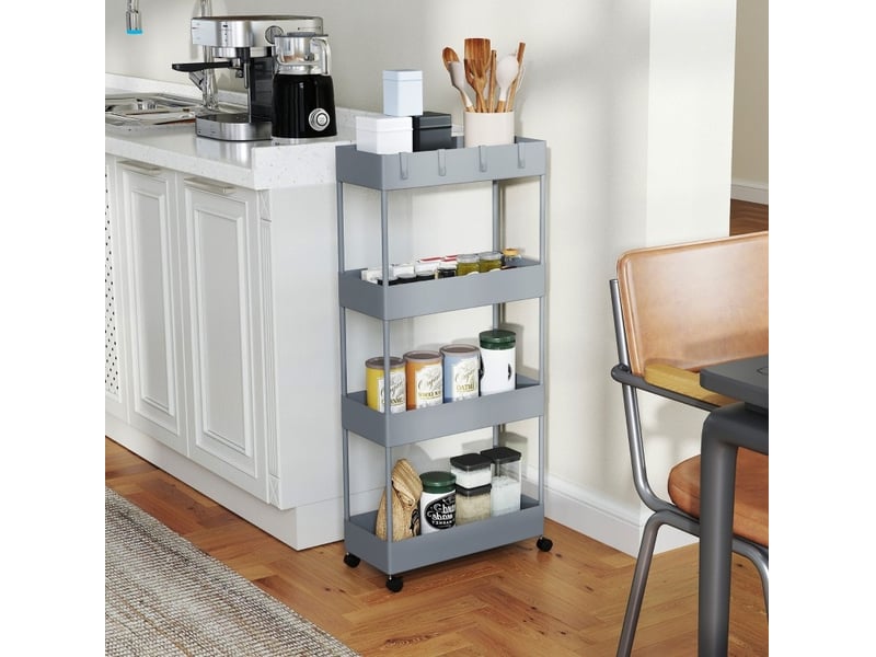  Desserte de cuisine 40x19x90 cm à 4 niveaux grise  - Conforama C