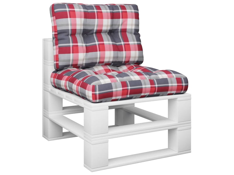  Lot de 2 coussins de palette, coussins de canapé motif à carreaux rouge tissu cf59552  - Conforama C