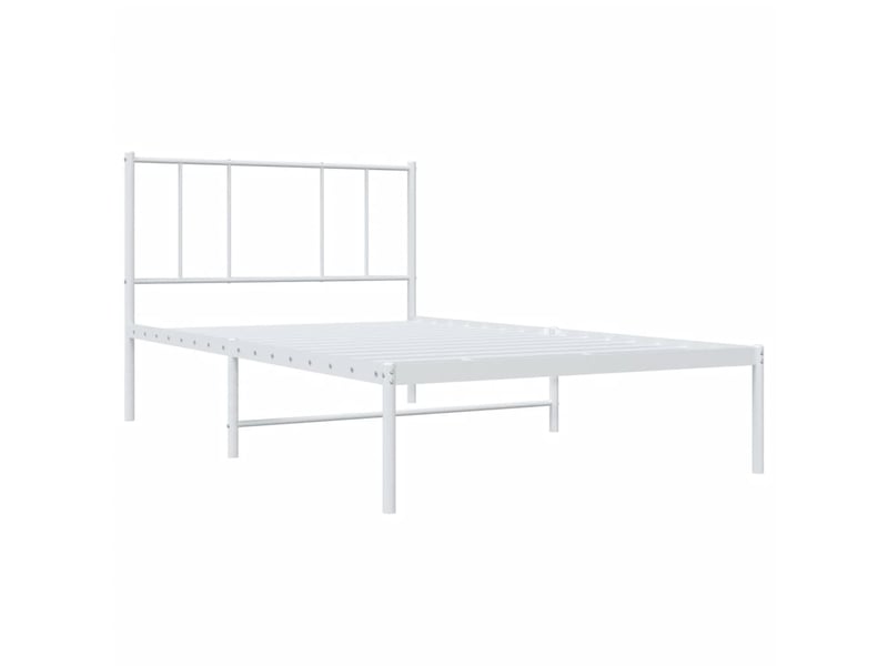  Lit simple- lit adulte -  cadre de lit métal sans matelas avec tête de lit blanc 90x200cm  - Conforama B
