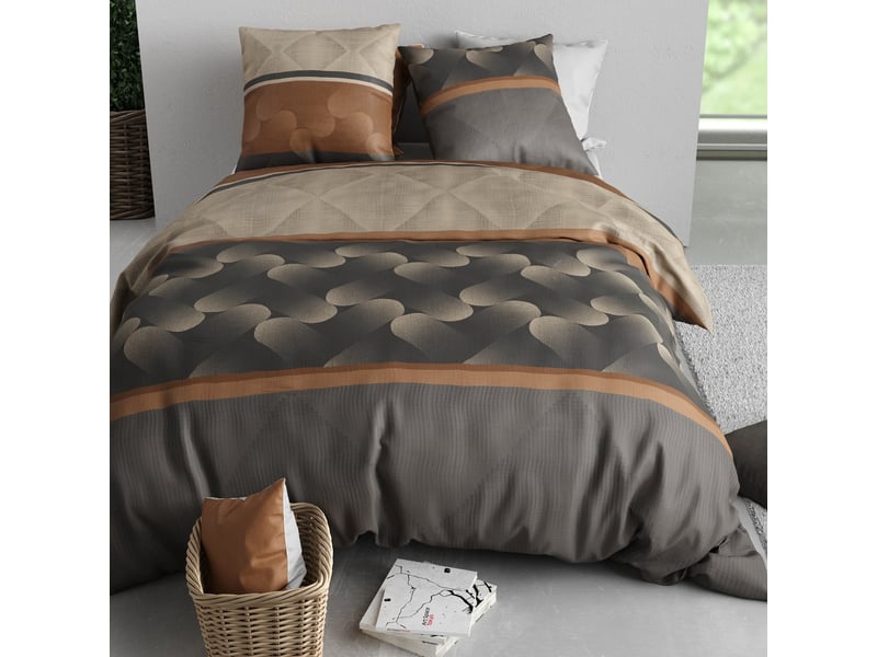  Parure de lit 220x240 cm coton 57 fils quartz PD23637 - Conforama C