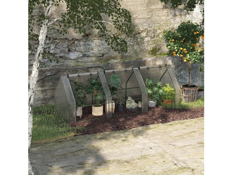  Serre de jardin 270 x 90 x 90 cm – blanc – 3 fenêtres enroulables à fermeture zippée pour plants et légumes  - Conforama B