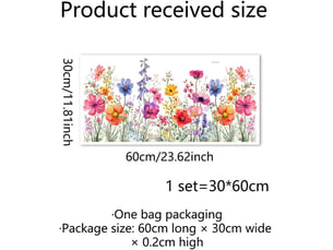 Décalcomanie de fenêtre 30x60cm, fleurs sauvages printempsété – adhérence statique double face, décor floral pour portes et fenêtres-style 2