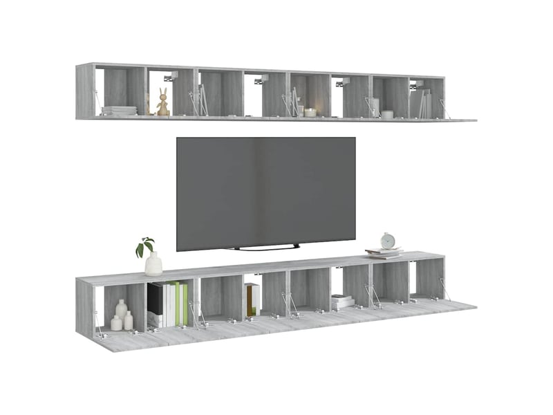  Meubles tv - banc tv - meuble de rangement 8 pcs sonoma gris 60x30x30 cm bois d'ingénierie  - Conforama C