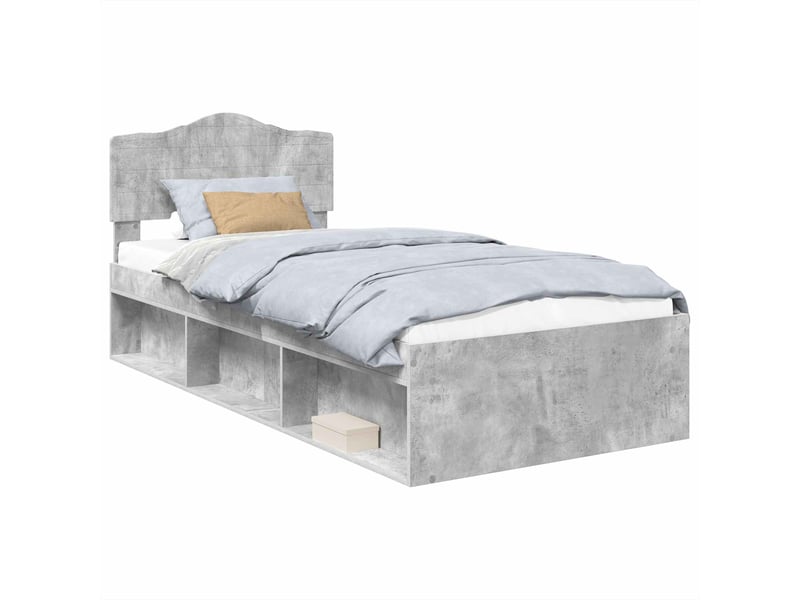  Lit simple- lit adulte -  cadre de lit gris béton 100 x 200 cm bois de pin massif  - Conforama A