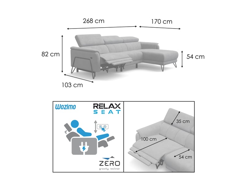 Canapé d'angle 4 places roden avec relax, tissu velours bordeaux RODEN - Conforama D