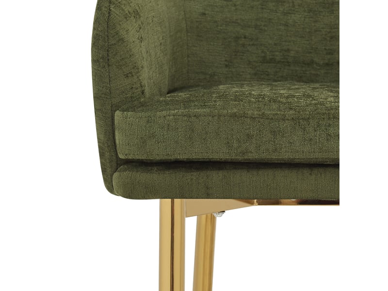  Lot de 4 chaises de salle à manger 61x59x78,5 cm avec accoudoirs, patins réglables, polyester fer, vert  - Conforama D