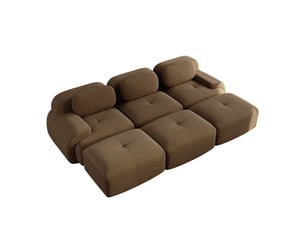 Canapé modulable modenvie 3 places avec 3 poufs en velours côtelé marron 298 x 178 x 70 cm