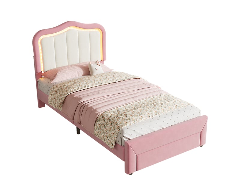 Lit avec rangement tiroir, led connectée et sommier inclus - Conforama D