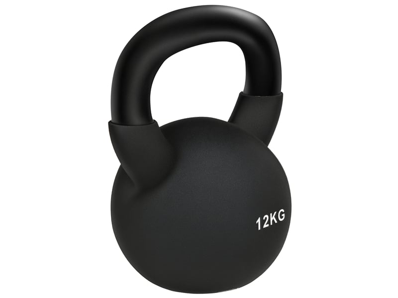  Kettlebell, 12 kg, revêtement plastique, acier, noir, 20 x 13 x 22 cm  - Conforama A