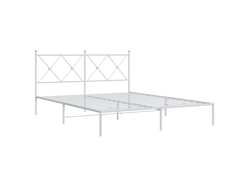 Lit double- lit adulte - cadre de lit métal sans matelas et tête de lit blanc 150x200 cm - Conforama B