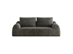 Canapé droit 2 places en mousse à haute élasticité sans montage, revêtement en chenille gris foncé, 190 × 95 × 85 cm