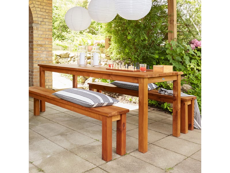 Axi | louise table de pique nique en bois, bancs amovibles 200 cm | couleur marron, epicéa | table picnic 6 personnes - Conforama D