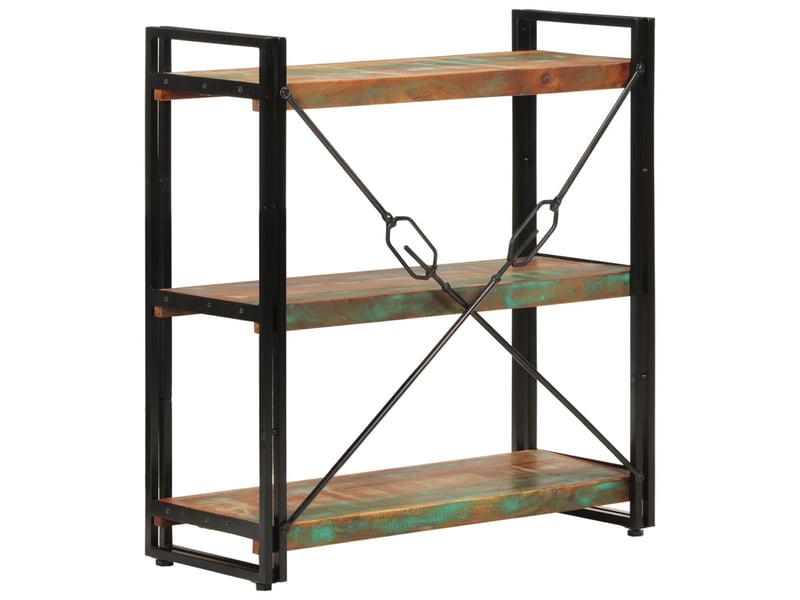  Bibliothèque 3 niveaux, armoire à livres 77x30x80 cm bois récupération massiffer  - Conforama C