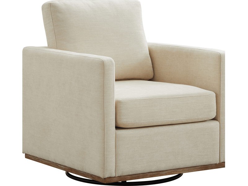  Fauteuil pivotant 360° en chenille beige avec accoudoirs, 78 x 85 x 88,5 cm  - Conforama A