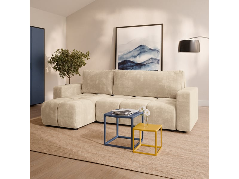Canapé d'angle ramil, tissu chenille crème - Conforama B