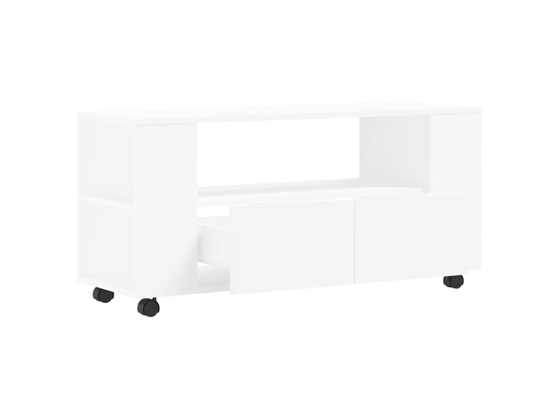  Meuble tv - banc tv - meuble de rangement blanc 102x34,5x43 cm bois d'ingénierie  - Conforama E