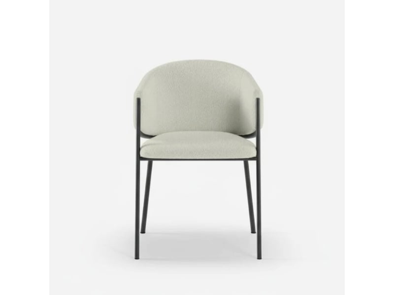  Lot de 2 chaises rembourrées en tissu bouclette easy-clean duna - blanc  - Conforama E