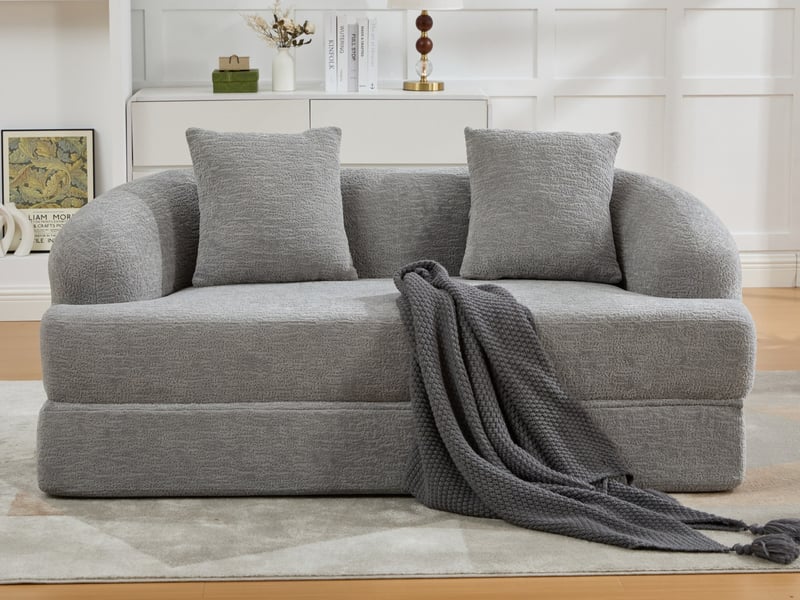 Canapé d'angle 2-en-1, 2 places, avec deux coussins, canapé-lit, 157 x 84 x 65 cm, gris - Conforama B