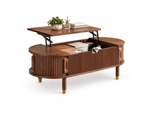 Table basse ovale coloris bois foncé <strong>MAISENTIEL</strong> <strong></strong> - 48 cmx110 cm