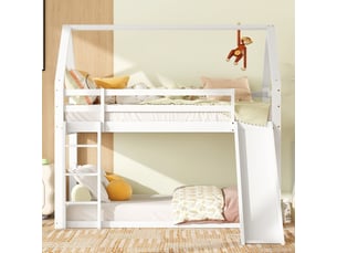 Lit superposé 90x200 cm <strong>MERAX</strong>  <strong>lit enfant blanc</strong> coloris blanc