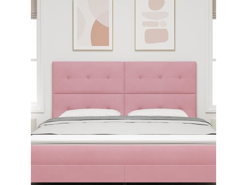  Tête de lit | panneau de tête de lit led avec bandes led rose 180 cm velours  - Conforama D