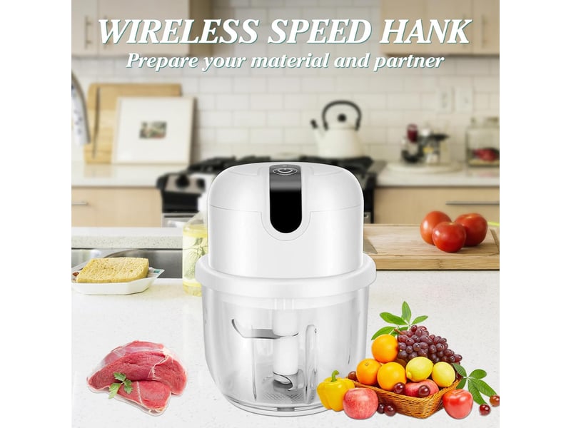  Hachoir de cuisine électrique mini coupe-oignons avec port usb hachoir à oignons 250 ml batterie rechargeable avec lame en acier inoxydable pour hache  - Conforama C