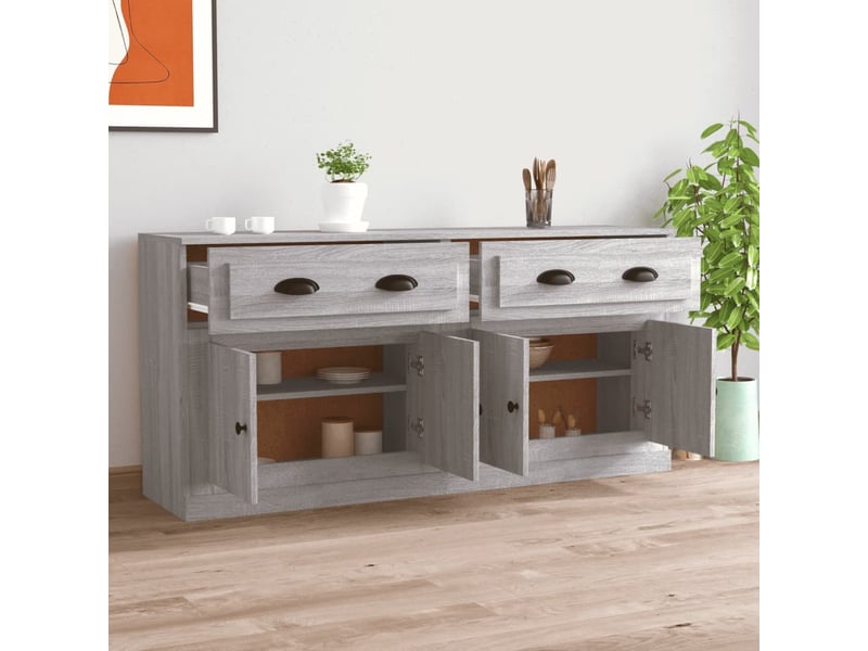  Buffets 2 pcs - bahut - meuble de rangement sonoma gris bois d'ingénierie  - Conforama C